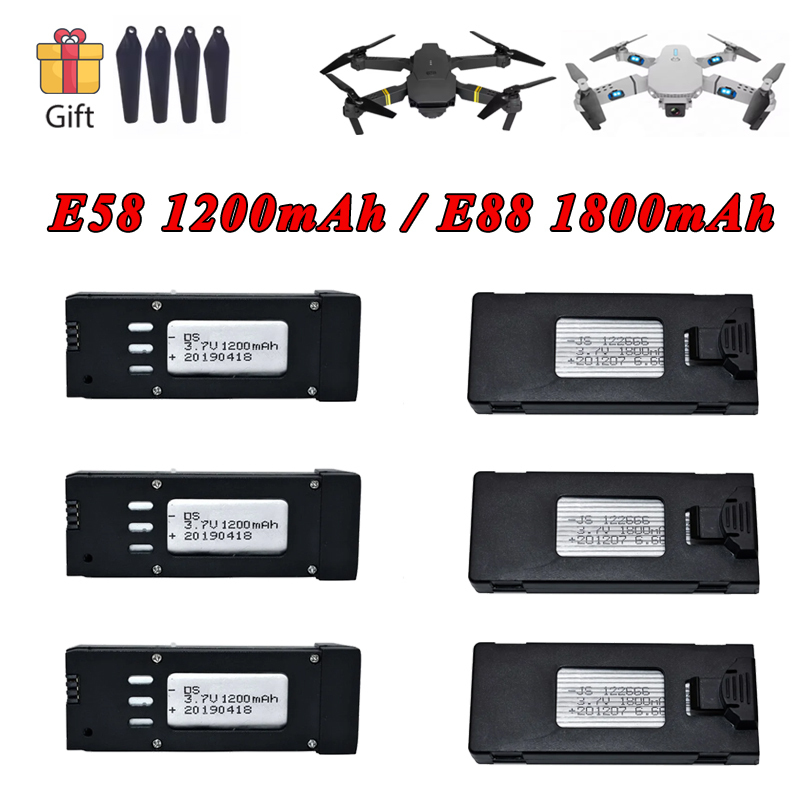 Eachine Drone E58 - 3.7V 1200mAh 1800mAh リポバッテリー E88 E88PRO