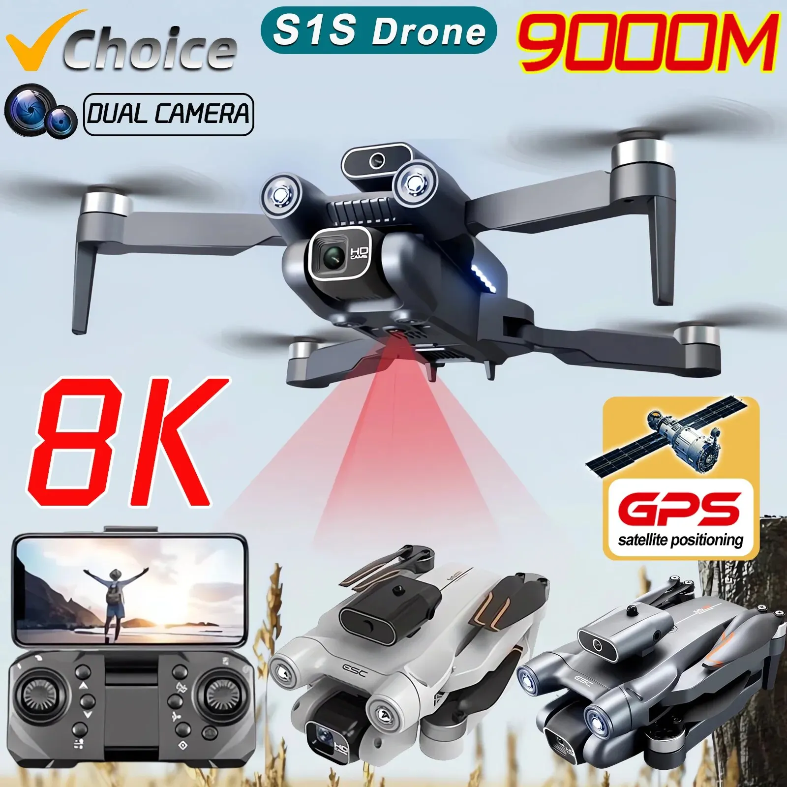 プロのブラシレスモーター付きドローン,GPS付きクワッドコプ - Drone Camera Hd のレビューと価格