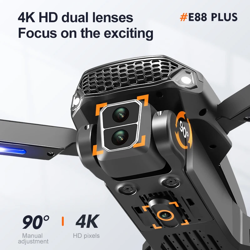 新型E88 Plusクアッドコプタードローン：90 °    - Drone Camera Night Vision のレビューと価格