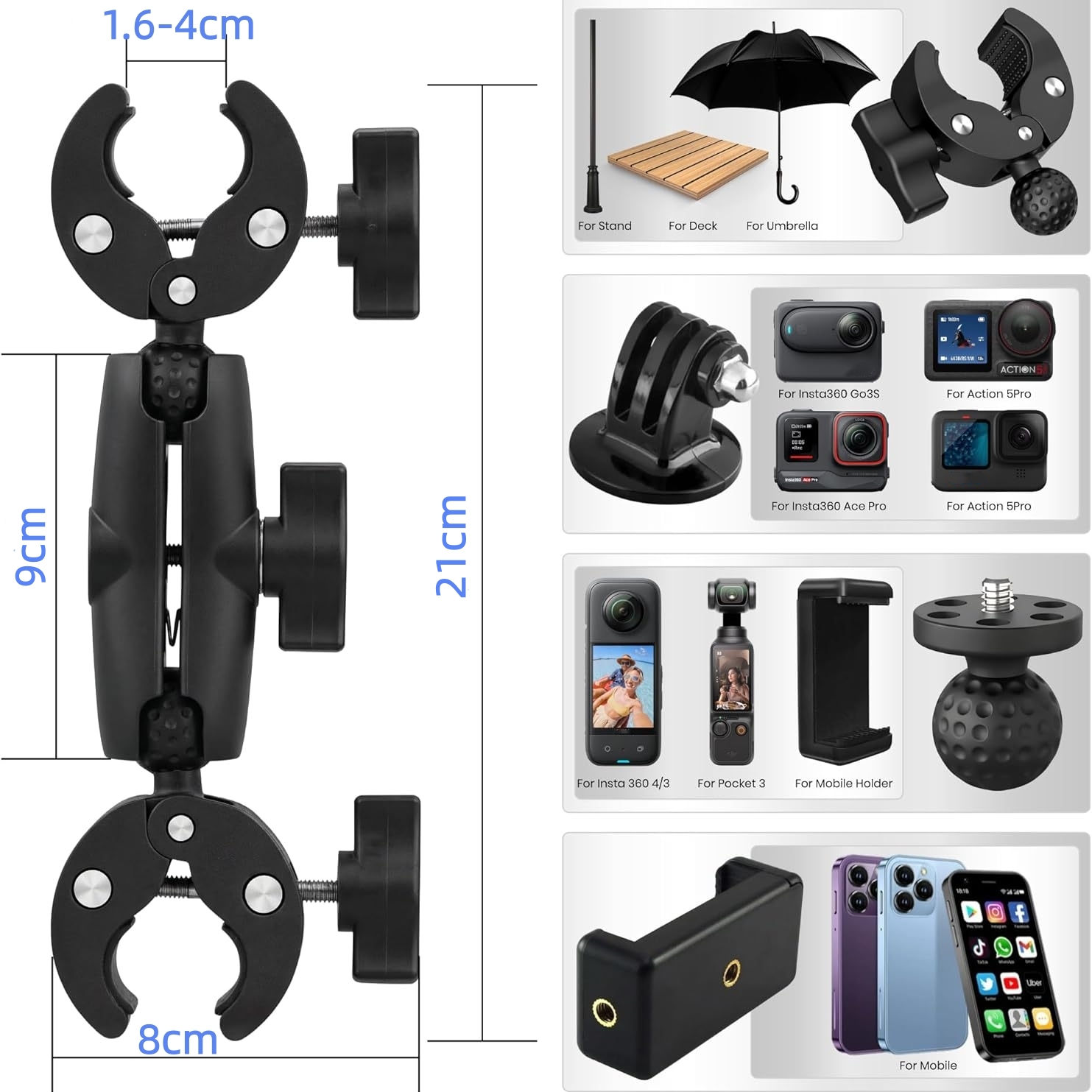 ダブルクリップカニ型スーパーカメラブラケット DJI Act - Drone Camera Action のレビューと価格